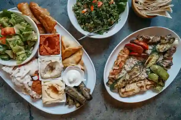 Fresh salads and appetizers for catering service